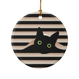 GRAPHICS & MORE Black Cat in Window Porcelain Holiday Christmas Tree Ornament - 2.8" (7.1 cm)