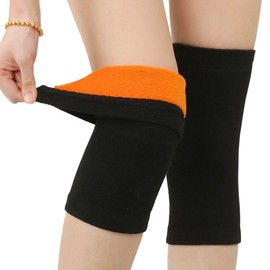 Fleece-Lined Thermal Winter Knee Warmer Knee Pad Black/L 2ea
