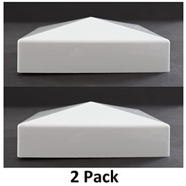 True 5x5 (127mm x 127mm) Plastic Pyramid Vinyl Fence Post Cap Black or White Multiple Quantities for True Actual 5" x 5" Vinyl Posts (2, White)