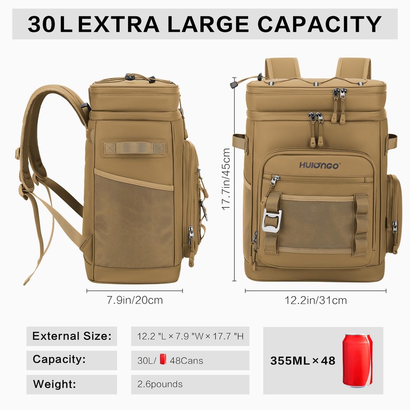 Hulongo Leakproof Insulated Cooler Backpack for Men & Women, Waterproof