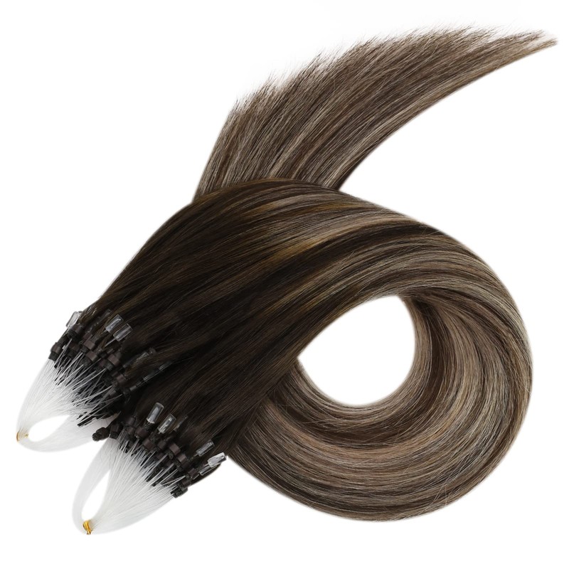 Ugeat Real Hair Extensions, Bonded Micro Ring, Microlink Extensions, Balayage