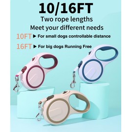 merhudt 16FT 360° Tangle-Free Retractable Dog Leash with Non-Slip Handle |16ft Nylon Braided Rope | One Hand Brake, Pause, Lock (Sapphire Blue)