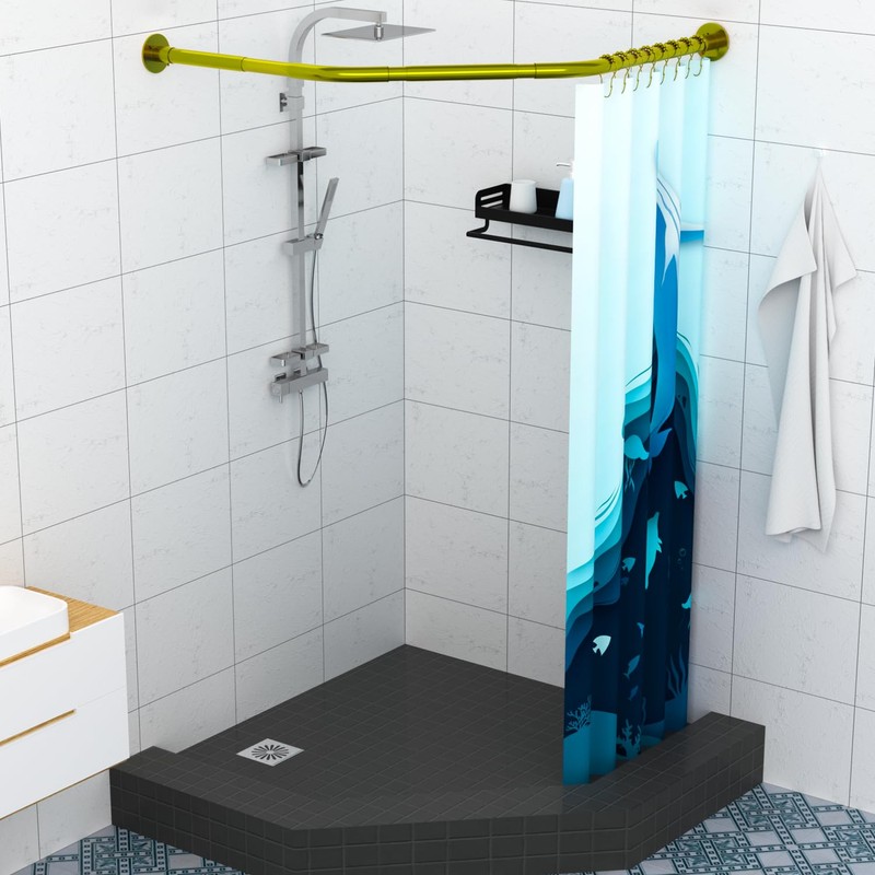 Tanxih Corner Shower Curtain Rod Adjustable Stainless Steel Diamond Shaped