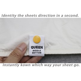 Umttery Bed Sheet Labels for Bedding,Identity The Sheets Direction and Size in Seconds, an Elegant and Easy Solution to Label Sheets, 8 Pack[Queen]
