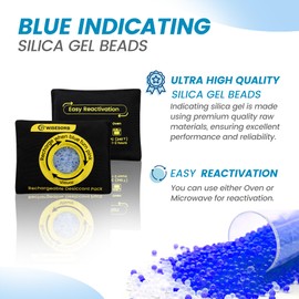 Wisesorb 100g Reusable Silica Gel Desiccant Packs, Rechargeable Dehumidifier Moisture Absorbers with Color Indicator for Storage, Gun Safes, Suitcases, 3D Printing Filaments, Electronics, Cars[10Pack]