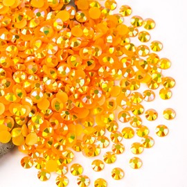 Orange AB Rhinestones Bulk, 5000PCS Flat Back Round Jelly AB Rhinestones Non-Hotfix Crystal Gems Wholesale for Crafts Makeup Nails Face Tumblers Clothes Shoes Handmade Decoration 5mm