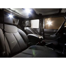 BRISHINE White Interior LED Lights Kit for 2007-2018 Jeep Wrangler JK 4-Door Super Bright 6000K LED Interior Light Bulbs Package + License Plate Lights and Install Tool