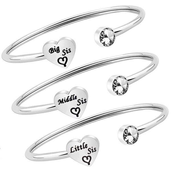3 Sisters Bracelet Set Big Sister Middle Sister Little Sister