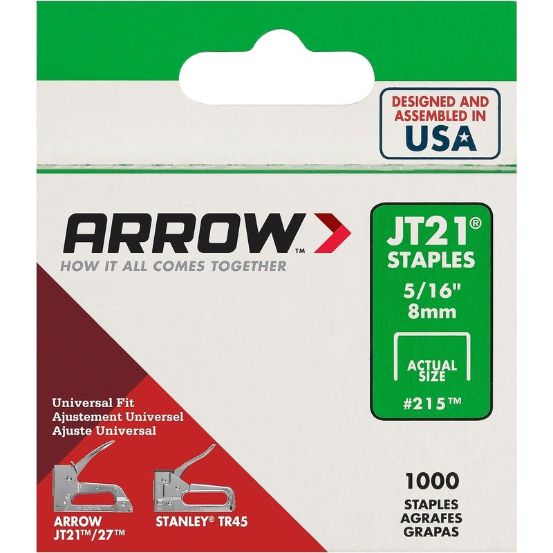 Arrow 215 JT21 Thin Wire Staples for Staple Guns and