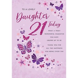 Modern Milestone Age Birthday Card 21st Daughter - 9 x 6 inches - Regal Publishing