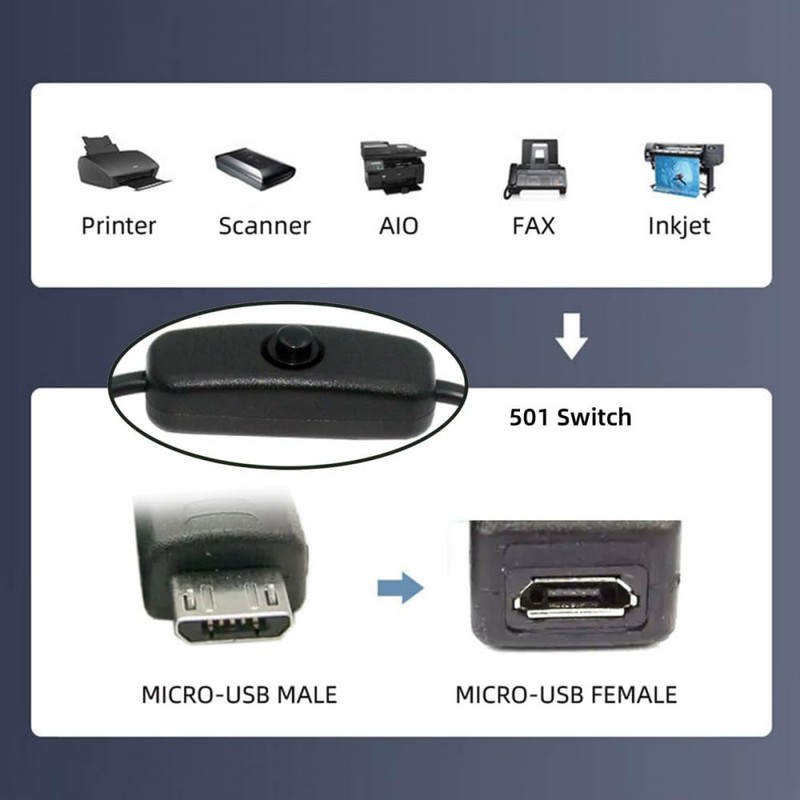 CY Cable Micro USB2.0 Cable with On/Off Switch Micro 5