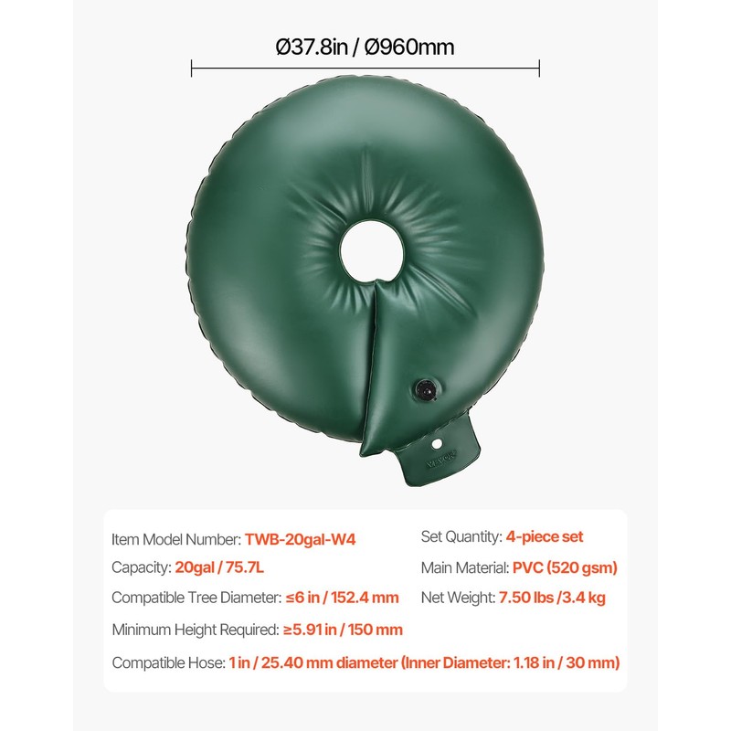 VEVOR Tree Watering Bag Slow Release, 4 Pack 20 Gallons