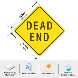 Anobell Dead End Sign 24 x 24 Inches Reflective Aluminum Traffic Road Sign