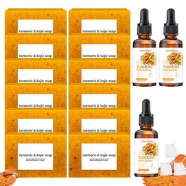 Comfort Skincare Turmeric & Kojic Acid Soap Set - Brightening Soaps & Oils for Radiant Glow - Moisturizing & Hydrating Body Wash & Facial essential - 100g Tablets - Daily Skin Care Routine:_3*soap+1*Oil
