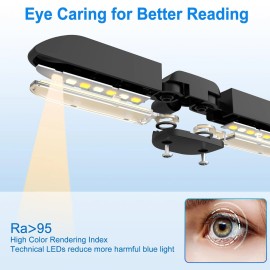 Vekkia 14 LED Rechargeable Book-Light with Clamp for Reading at Night in Bed Warm/W