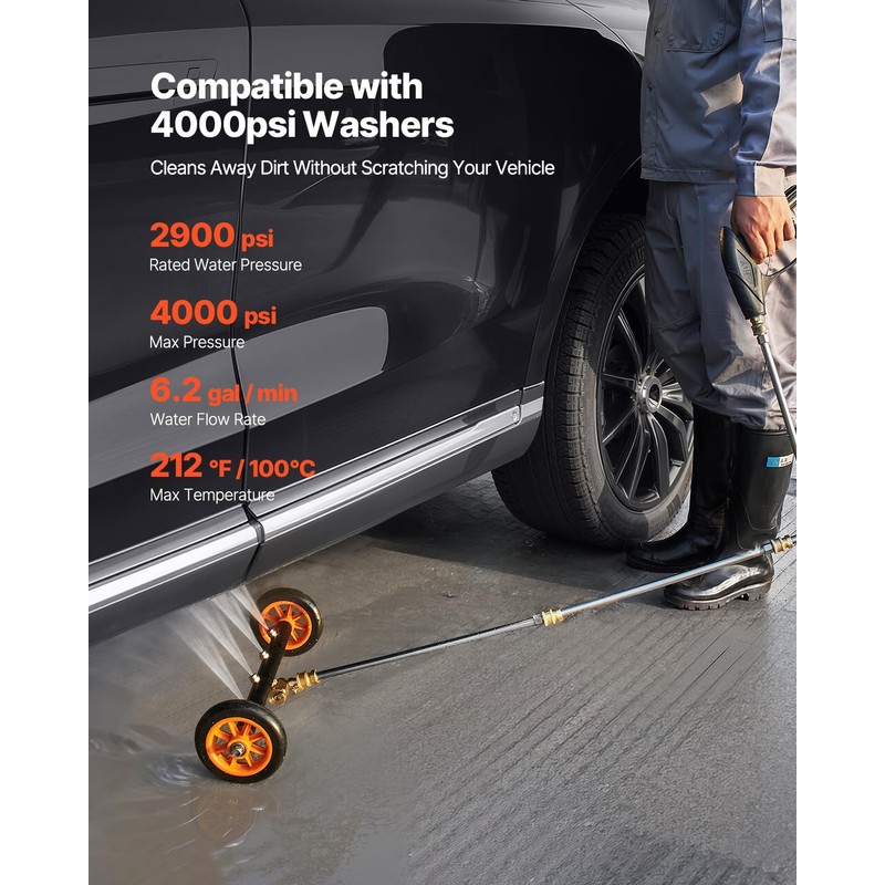 VEVOR 16" Pressure Washer Undercarriage Cleaner, Stainless Steel Surface Cleaner