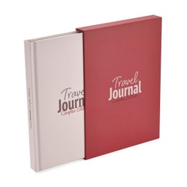 Travel Journal Couples Edition - Vacation Memory Book, Trip Diary, Photo Album, Scrapbook - 136pgs, 15 Trips. Free Photo Corner Stickers. Gift Box Sleeve. Travel Gifts for Her, Men, Couples - A5 Red