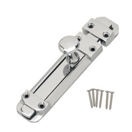 6" Polished CHROME Flat Slide Door Bolt 150mm with Keep and screws