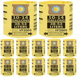 12 Pack Vacuum Bags Compatible with Shop Vac 10-14 Gallon Bags,Type F 90662 9066200 9066233 & Type I 90672 9067200 9067233 VF2005 Disposable Fine Dust Collection Bags