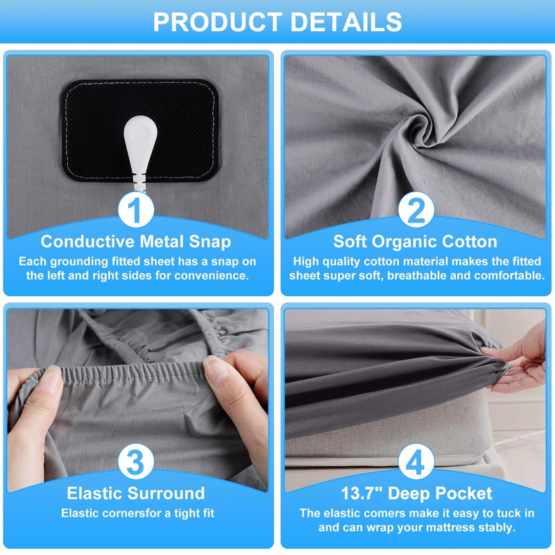 panthem Grounding Bed Sheet 35cm Deep Grey Double Fitted Sheet,
