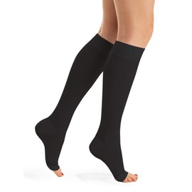 Relaxsan Antiembolism M1350A (1 Pair - Black, XL) Open-toe anti-embolism knee high socks - K2-25-32 mmHg