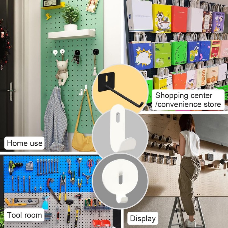 MUWINC Pegboard Hooks - 10 PCS Tool Hooks, Pegboard Accessories,