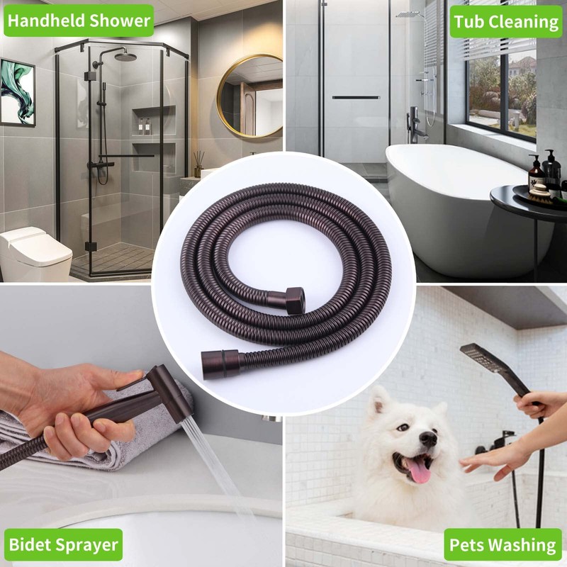 Angle Simple Hand Shower Hose 59", Flexible Stainless Steel Shower