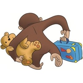 4 Inch Curious George Monkey Animal Removable Peel Self Stick Adhesive Vinyl Decorative Wall Decal Sticker Art Kids Room Home Decor Girl Boy Children Bedroom Nursery 4 1/2 x 3 inches Tall