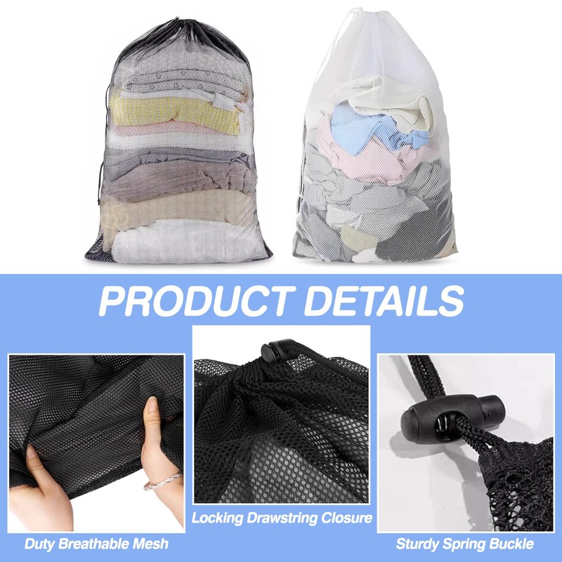 Mesh Laundry Bags, 2 Pcs Laundry Net Bags, 60 x