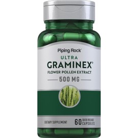 Piping Rock Graminex Flower Pollen Extract | 500mg | 60 Capsules | Supplement for Men and Women | Non-GMO, Gluten Free