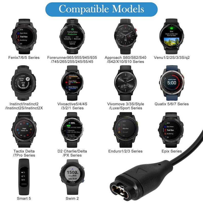 Charger for Garmin Watch with Charging Cable Replacement (1 m)
