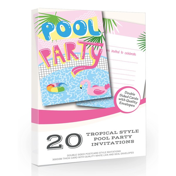 Olivia Samuel 20 x Pool Party Invites from Pink Tropical