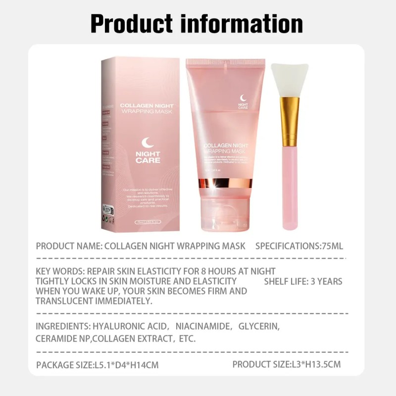Mascarillas Faciales Gel Colágeno Para Nocturna Hidratante