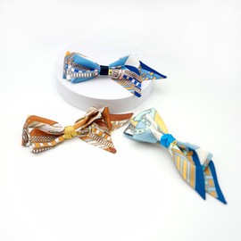 (3 types) Burnaby scarf unbalanced ribbon hairpin blue 10cm / (3종) 버나비 스카프 언밸런스 리본 헤어핀 블루  10cm