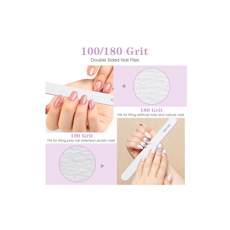 200 limas de uñas de grano 100/180 de doble cara,
