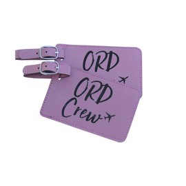 Chicago Crew Base Bag Tags for Flight Attendants,Set of Two, American Airlines (Pink)