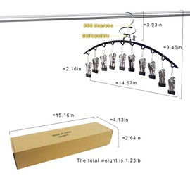 Legging Organizer for Closet, Pant Skirt Hangers with Clips 3 Pack w/30 Clips Holds 30 Leggings Space Saving Hanging Closet Organizer w/Rubber Coated Closet Organizers and Storage, Black（3P）