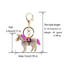 One Pack Colorful Horse Zodiac Horse Animal Rhinestone Car Keychain Ring Chain Gift Bag Clip