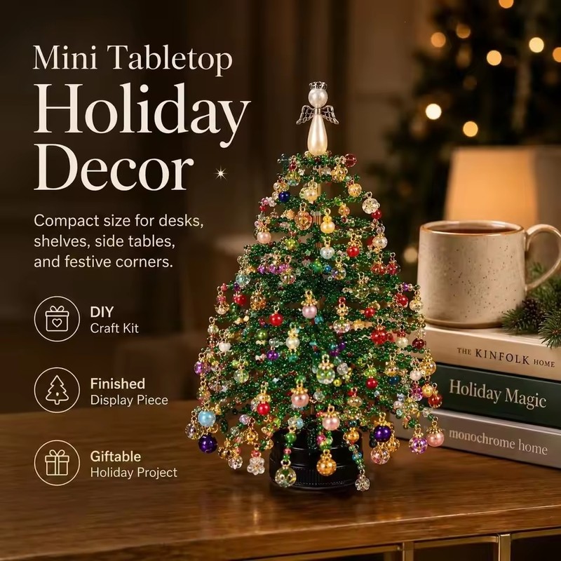 DIY Beaded Christmas Tree Craft Kit for Holiday Decorating –