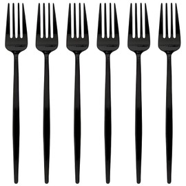 Black Moderno Solid Plastic Dessert Forks (Pack Of 20) - Disposable & Elegant, Perfect for Parties, Weddings, Catering Events & Everyday Use