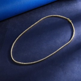 Gemsme 2mm Tennis Necklace 18K Yellow Gold Plated 2.0mm （16inch）