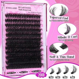 Cluster Lashes Kit 14-20mm Fluffy Individual Eyelashes | 200D Thick Volume Lash Clusters | 240pcs Eyelash Clusters D Curl Russian Strip Lashes DIY Extensions for Beginners