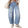 Qazel Vorrlon Womens Ripped Barrel Jeans Stretch Y2K 2025 Trendy High Waisted Baggy Boyfriend Wide Leg Denim Ankle Pants