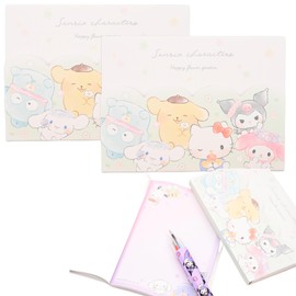 Foldable Note Pads with Cover 2 Pack - A6 Size Compact and Portable Notepads - Cute Kuormi & Cinnamonroll Design for Fans - Convenient Pocket Notebook for Home/Office - Ideal Memo Pads (San-rio Characters)