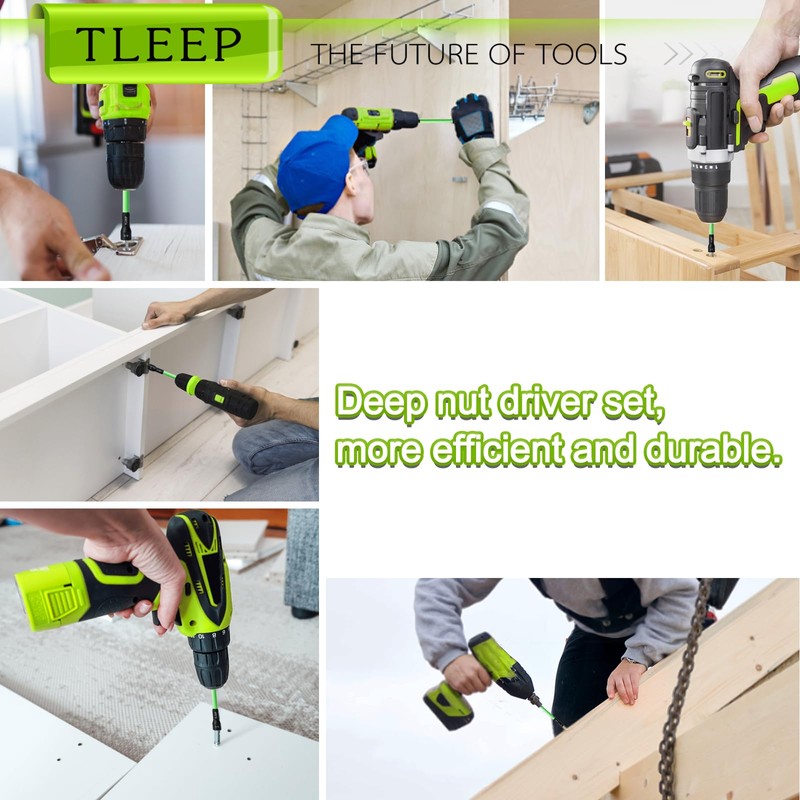 TLEEP 150MM 3/8" Magnetic Power Nut Driver Set for Impact