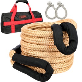 TUNORD Nylon Kinetic Recovery Tow Rope Heavy Duty Offroad Snatch Strap for for Trucks SUV UTV ATV Tractor Car Jeep, Tractor, Bobcat, Ram 2500, Silverado 2500, Ford F250 (Golden, 7/8" x 20')