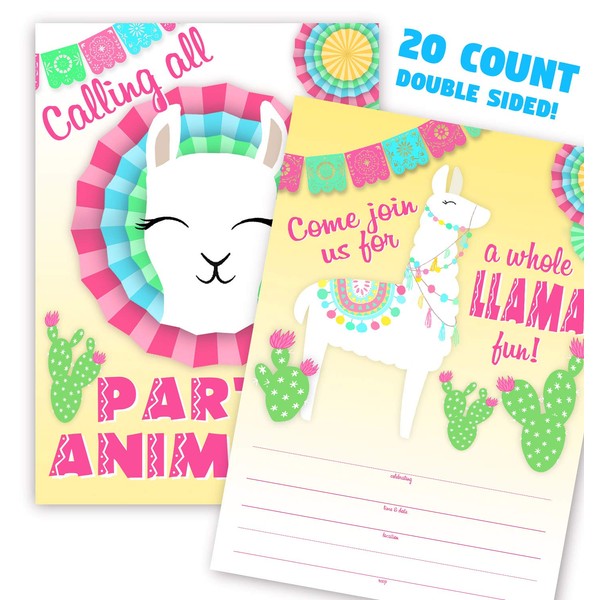 POP parties Llama Party Invitations - Cactus Party Invitations -