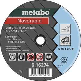Metabo Novo Rapid Stainless Steel 230 x 1.9 x 22.23 616274000