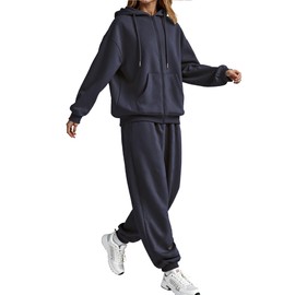 SHESHOW Womens Sweatsuits 2 Piece Set 2025 Zip up Sweatshirt Jogger Pants With Pockets Matching Set Navy Blue M