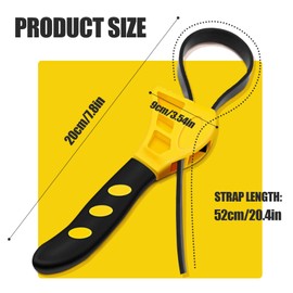 JUSJUBR Rubber Strap Wrench, 600mm Strap Pipe Adjustable, Multi-Purpose Rubber Wrench, Strap for Jar Opener, Pipes, Plumbing, Oil Filter, Shower Head, Water Filter, Mechanics Plumbers DIY